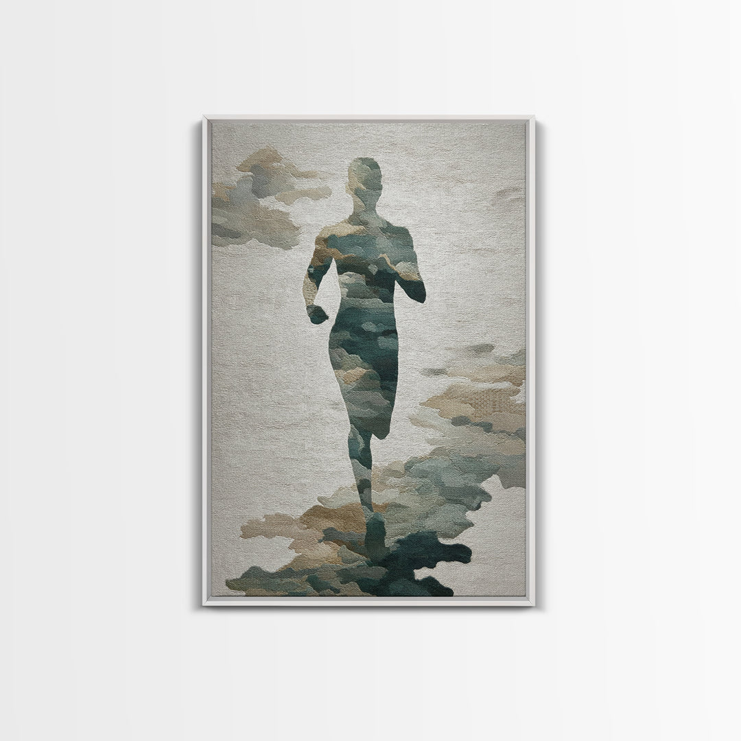 Runner Silhouette Breaking Through Morning Mist Canvas Print, Fitness Studio Art, Wall Decor, Gym Decor, Fine Art, Motion, FSA-2x3-9