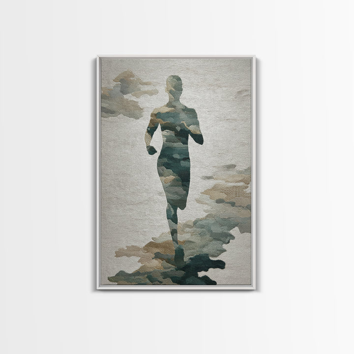 Runner Silhouette Breaking Through Morning Mist Canvas Print, Fitness Studio Art, Wall Decor, Gym Decor, Fine Art, Motion, FSA-2x3-9