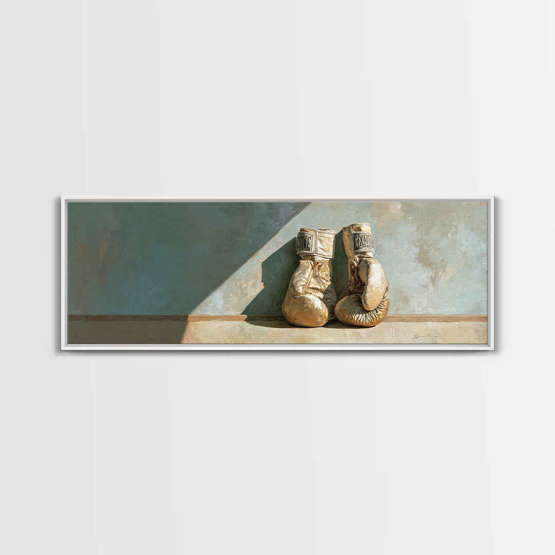 Boxing Gloves Still Life Framed Canvas Print, Fitness Studio Art, Modern Wall Decor, Gym Decor, Motion, Physical Therapy Art, FSA-3x1-69