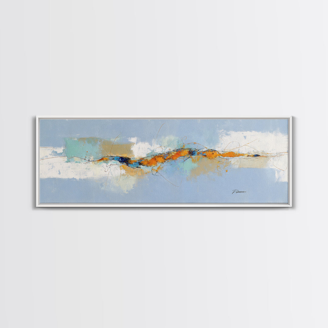 Abstract Heartbeat Line Through Color Fields Canvas Print, Fitness Studio Art, Motivational Poster, Gym Decor, Motion, FSA-3x1-81
