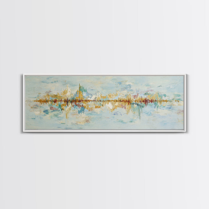 Abstract Heartbeat Line Through Color Fields Framed Canvas Print, Fitness Studio Art, Textured Painting, Gym Decor, Motion, FSA-3x1-9