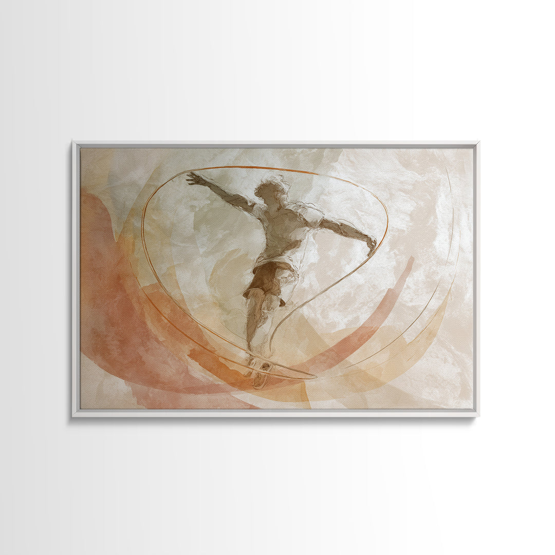 Jump Rope Movement Captured as Curved Lines Framed Canvas Print, Fitness Studio Art, Room Decor, Gym Decor, Fine Art, Motion, FSA-3x2-14