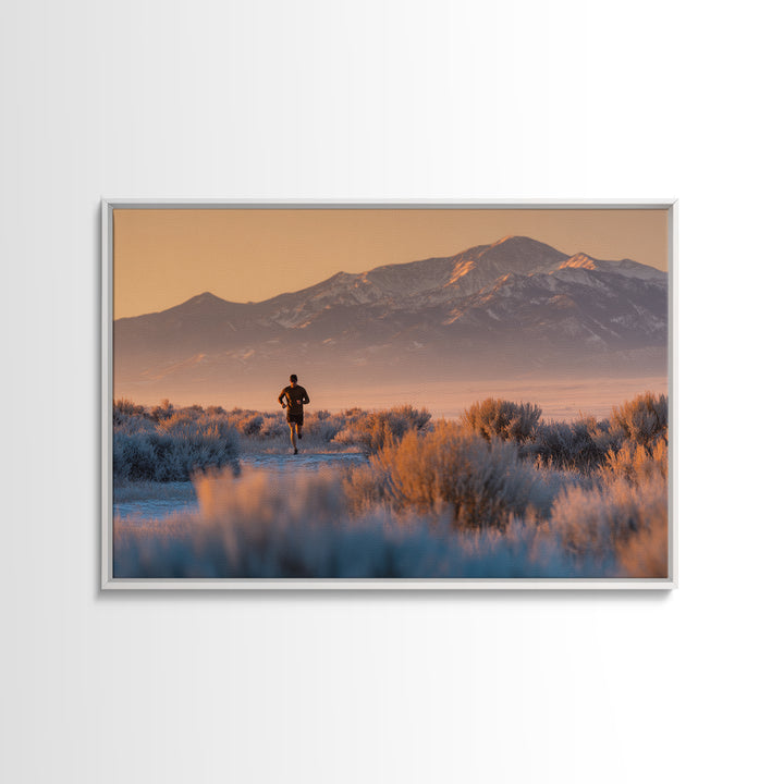 Mountain Trail Runner Canvas Print, Fitness Studio Art, Minimalist Decor, Gym Decor, Oil Painting, Motion, Modern Wall Decor, FSA-3x2-32