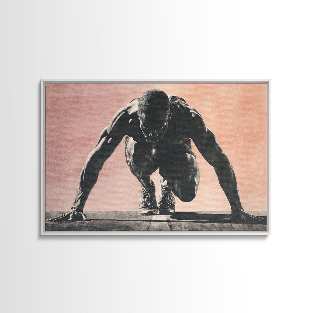 Sprinter Start Position Canvas Print, Fitness Studio Art, Metal Wall Art, Gym Decor, Fine Art, Motion, Home Gym Decor, FSA-3x2-42