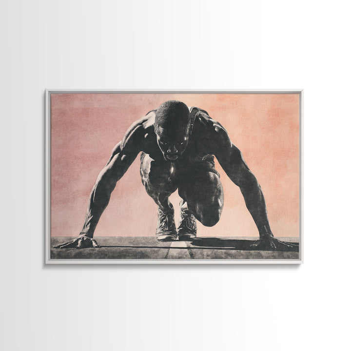Sprinter Start Position Canvas Print, Fitness Studio Art, Metal Wall Art, Gym Decor, Fine Art, Motion, Home Gym Decor, FSA-3x2-42