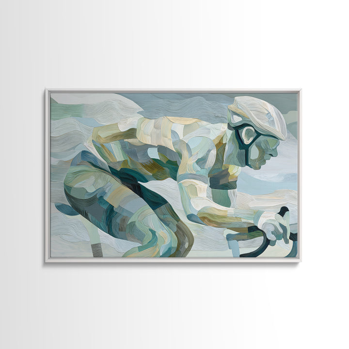 Cycling Figure in Bold Speed Lines Canvas Print, Fitness Studio Art, Gym Wall Decor, Gym Decor, Motion, Yoga Room Decor, FSA-3x2-84