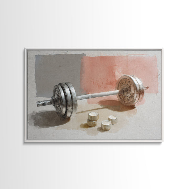 Barbell Plate Study Framed Canvas Print, Fitness Studio Art, Minimalist Art Print, Gym Decor, Fine Art, Motion, Home Decor, FSA-3x2-92