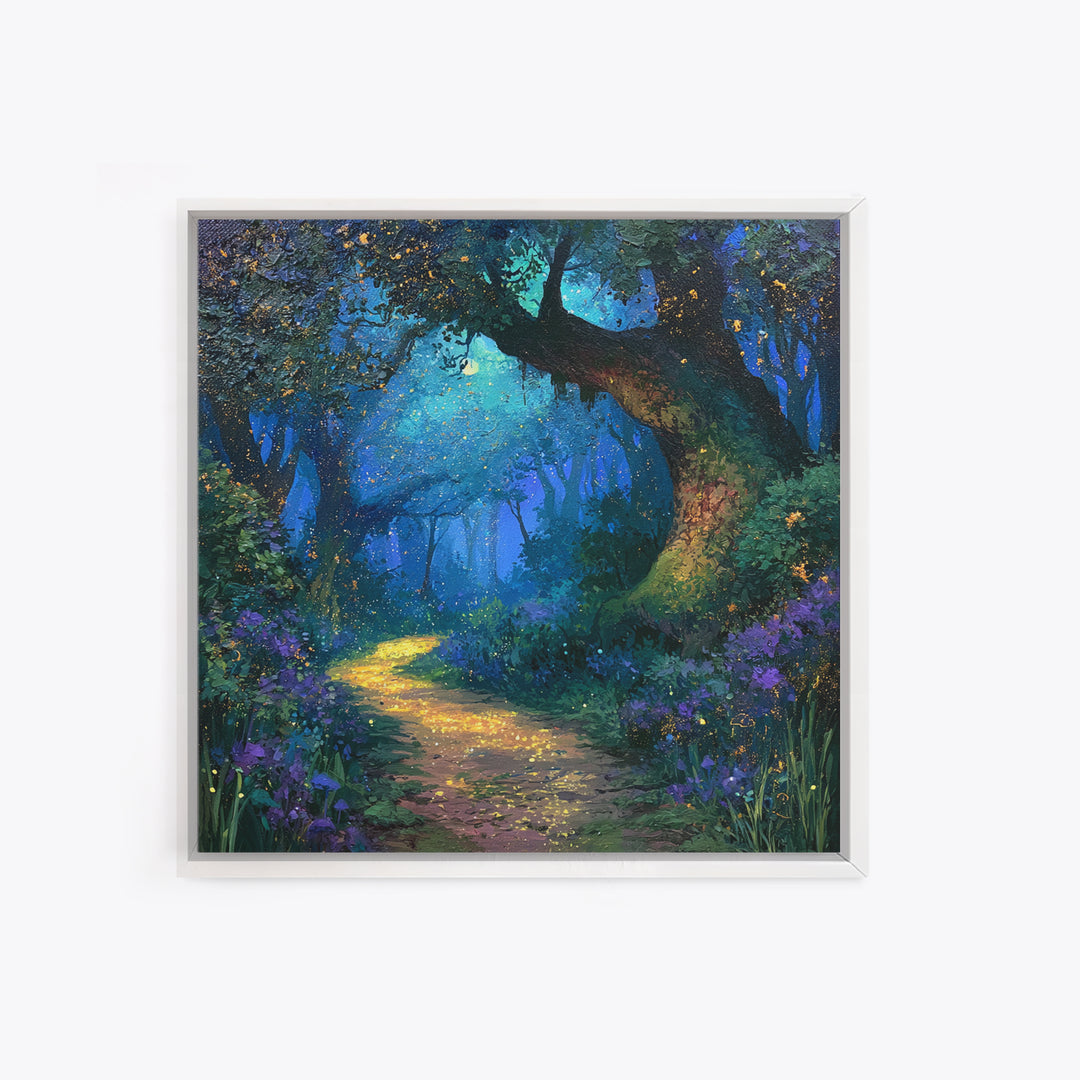Enchanted Forest Path Glowing Canvas Print, Fairy Tale Art, Room Decor, Living Room Decor, Fine Art, Storybook, Original Art, FTA-1x1-25
