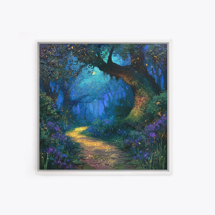Enchanted Forest Path Glowing Canvas Print, Fairy Tale Art, Room Decor, Living Room Decor, Fine Art, Storybook, Original Art, FTA-1x1-25
