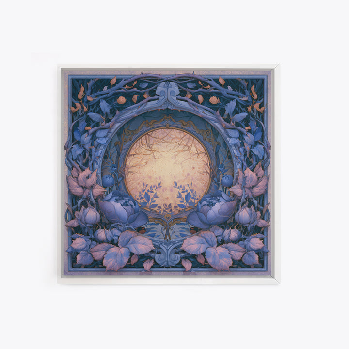 Magic Mirror Framed by Vines and Thorns Framed Canvas Print, Fairy Tale Art, Boho Decor, Living Room Decor, Oil Painting, FTA-1x1-61
