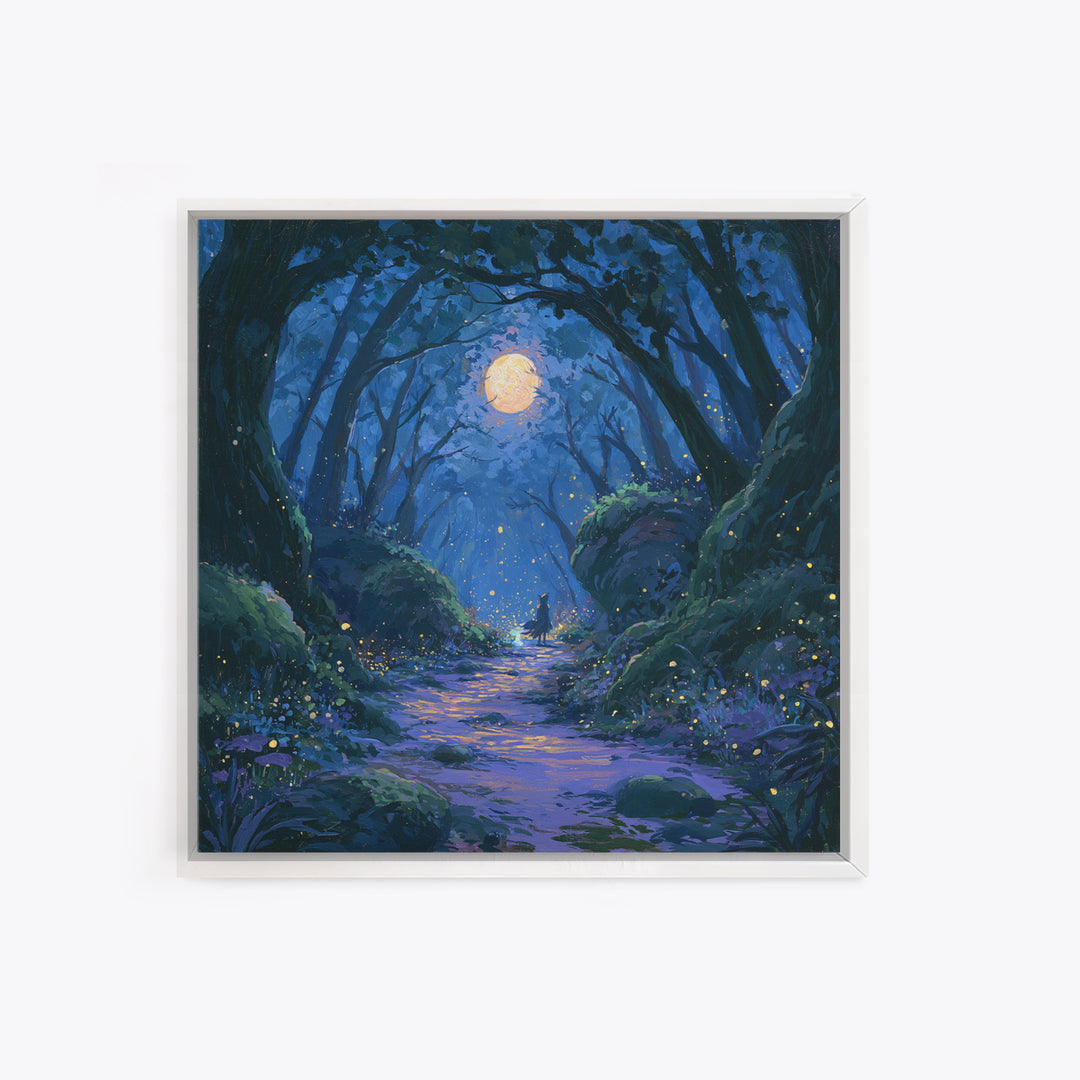 Enchanted Forest Path Glowing Canvas Print, Fairy Tale Art, Art Deco, Living Room Decor, Fine Art, Storybook, Whimsical Art, FTA-1x1-97