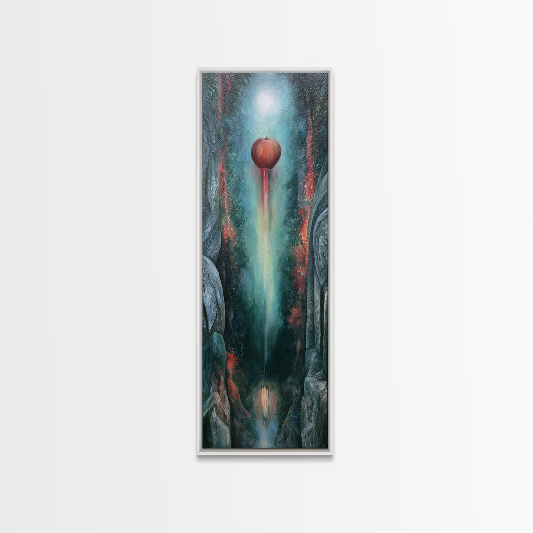 Enchanted Apple with Deep Red Shine Canvas Print, Fairy Tale Art, Art Print, Living Room Decor, Storybook, Nursery Art, FTA-1x3-32