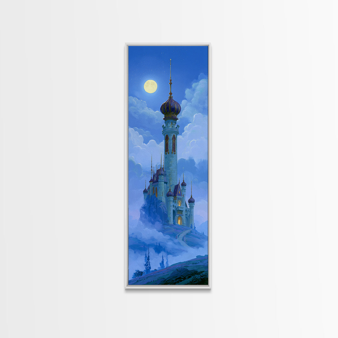 Storybook Castle on a Misty Hill Canvas Print, Fairy Tale Art, Gallery Decor, Living Room Decor, Fine Art, Storybook, FTA-1x3-38