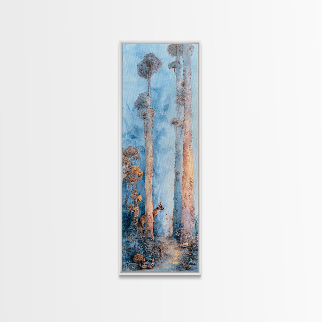 Unicorn in a Moonlit Meadow Framed Canvas Print, Fairy Tale Art, Modern Decor, Living Room Decor, Fine Art, Storybook, FTA-1x3-46