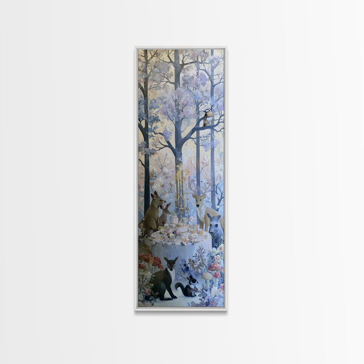 Woodland Tea Party Canvas Print, Fairy Tale Art, Princess Wall Art, Living Room Decor, Oil Painting, Storybook, Fine Art Print, FTA-1x3-55