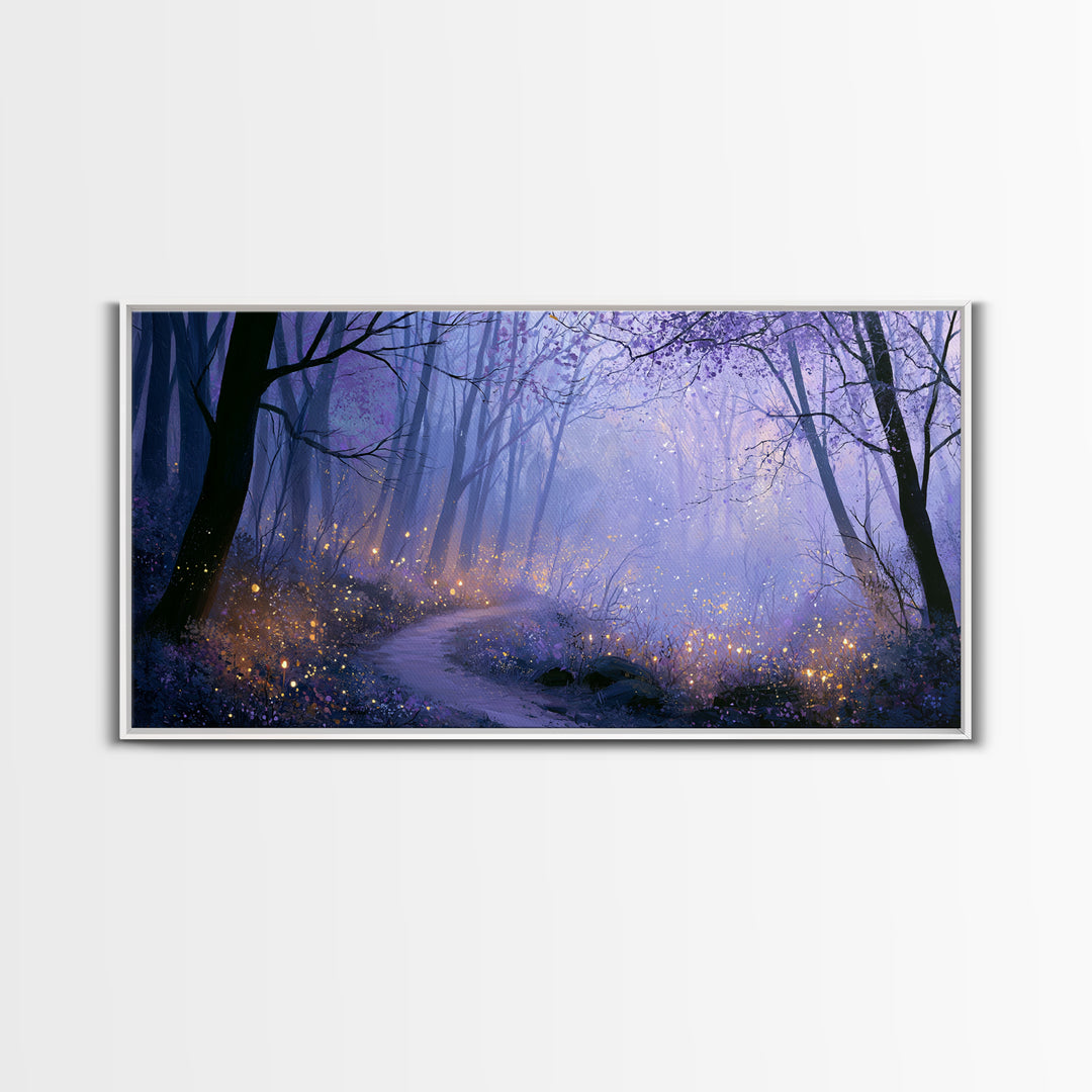 Enchanted Forest Path Glowing Canvas Print, Fairy Tale Art, Art Deco, Living Room Decor, Fine Art, Storybook, Whimsical Art, FTA-2x1-21
