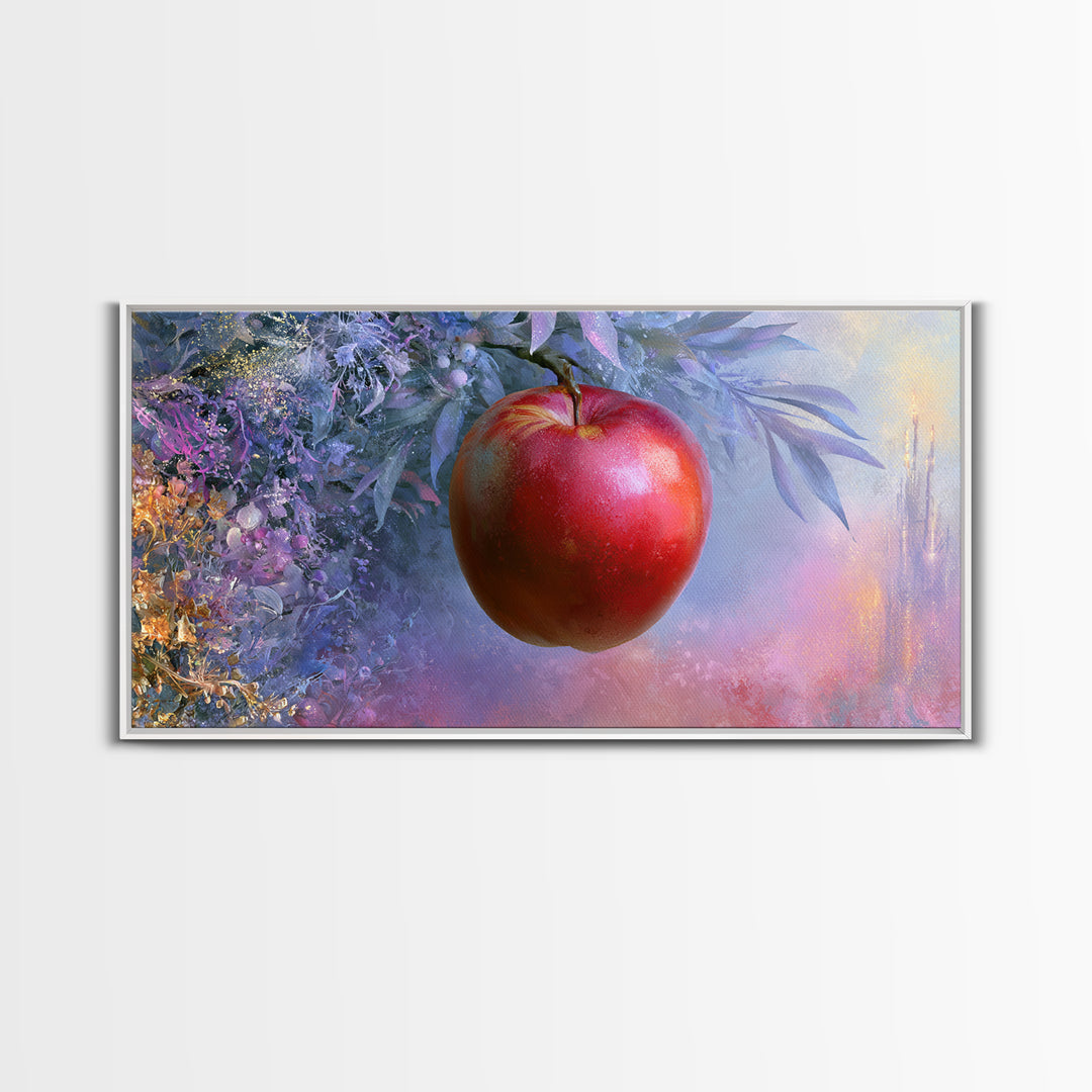 Enchanted Apple with Deep Red Shine Canvas Print, Fairy Tale Art, Original Art, Living Room Decor, Fine Art, Storybook, FTA-2x1-64