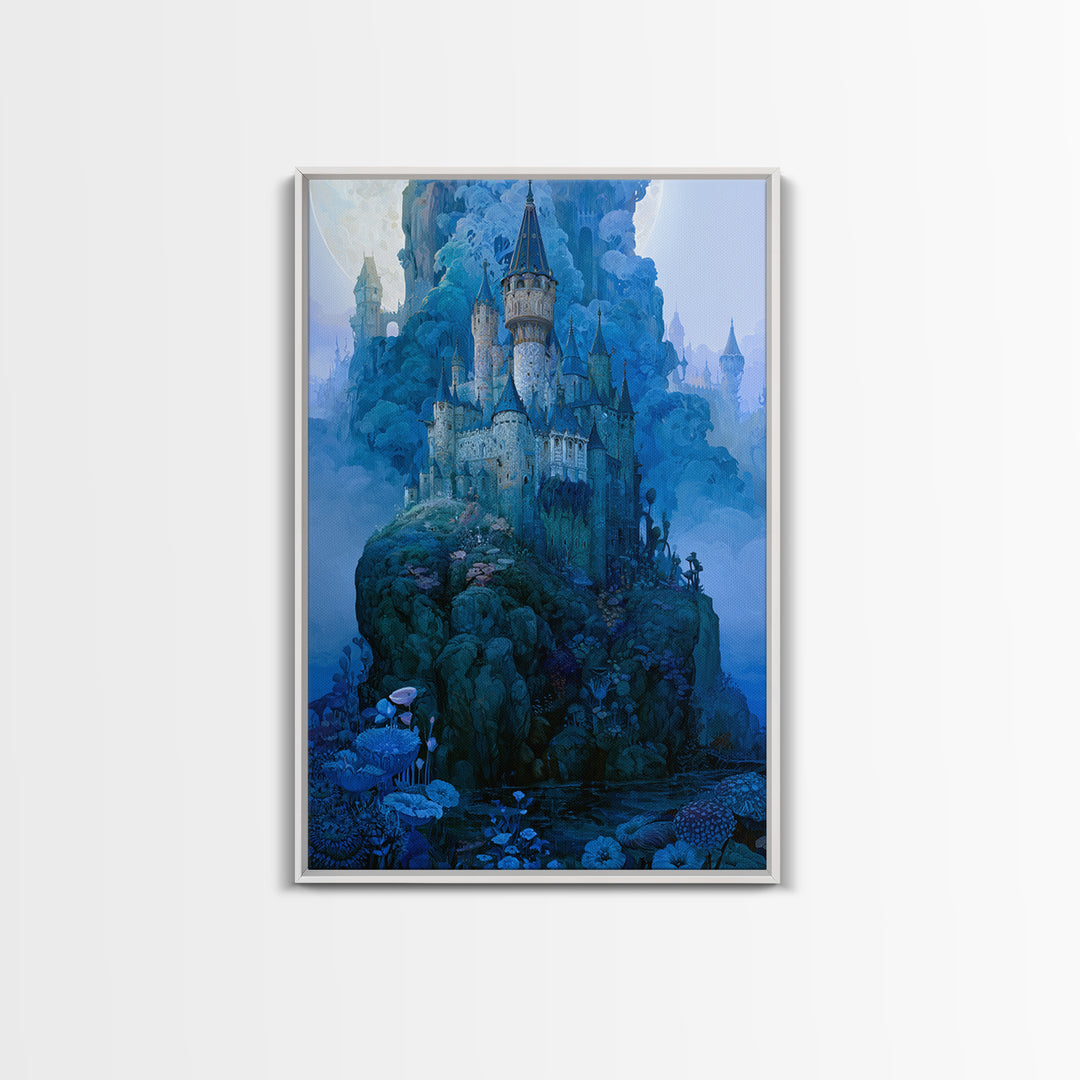 Storybook Castle on a Misty Hill Canvas Print, Fairy Tale Art, Contemporary Art, Living Room Decor, Fine Art, Storybook, FTA-2x3-10