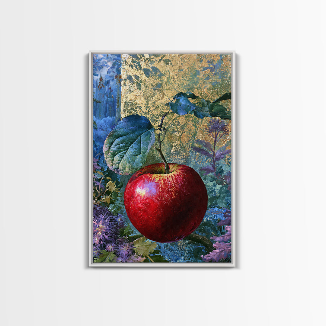 Enchanted Apple with Deep Red Shine Framed Canvas Print, Fairy Tale Art, Art Print, Living Room Decor, Fine Art, Storybook, FTA-2x3-100