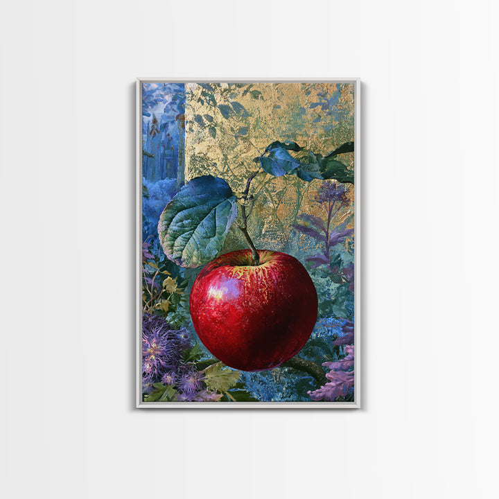 Enchanted Apple with Deep Red Shine Framed Canvas Print, Fairy Tale Art, Art Print, Living Room Decor, Fine Art, Storybook, FTA-2x3-100