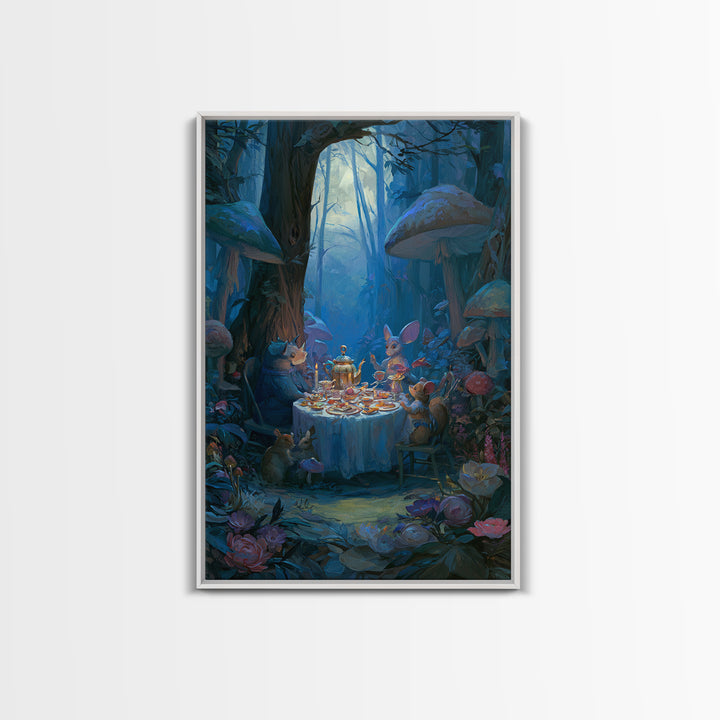 Woodland Tea Party Framed Canvas Print, Fairy Tale Art, Room Decor, Living Room Decor, Fine Art, Storybook, Original Art, FTA-2x3-3