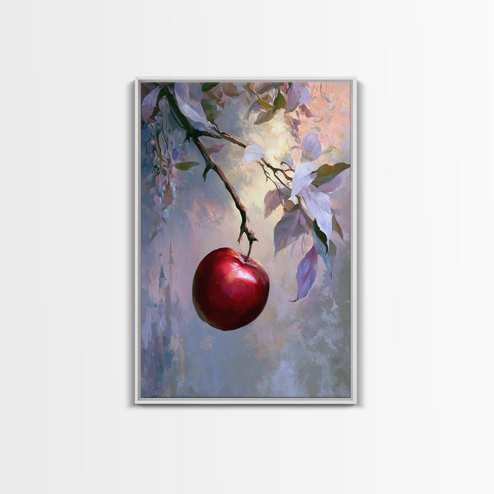 Enchanted Apple with Deep Red Shine Framed Canvas Print, Fairy Tale Art, Wall Decor, Living Room Decor, Fine Art, Storybook, FTA-2x3-52