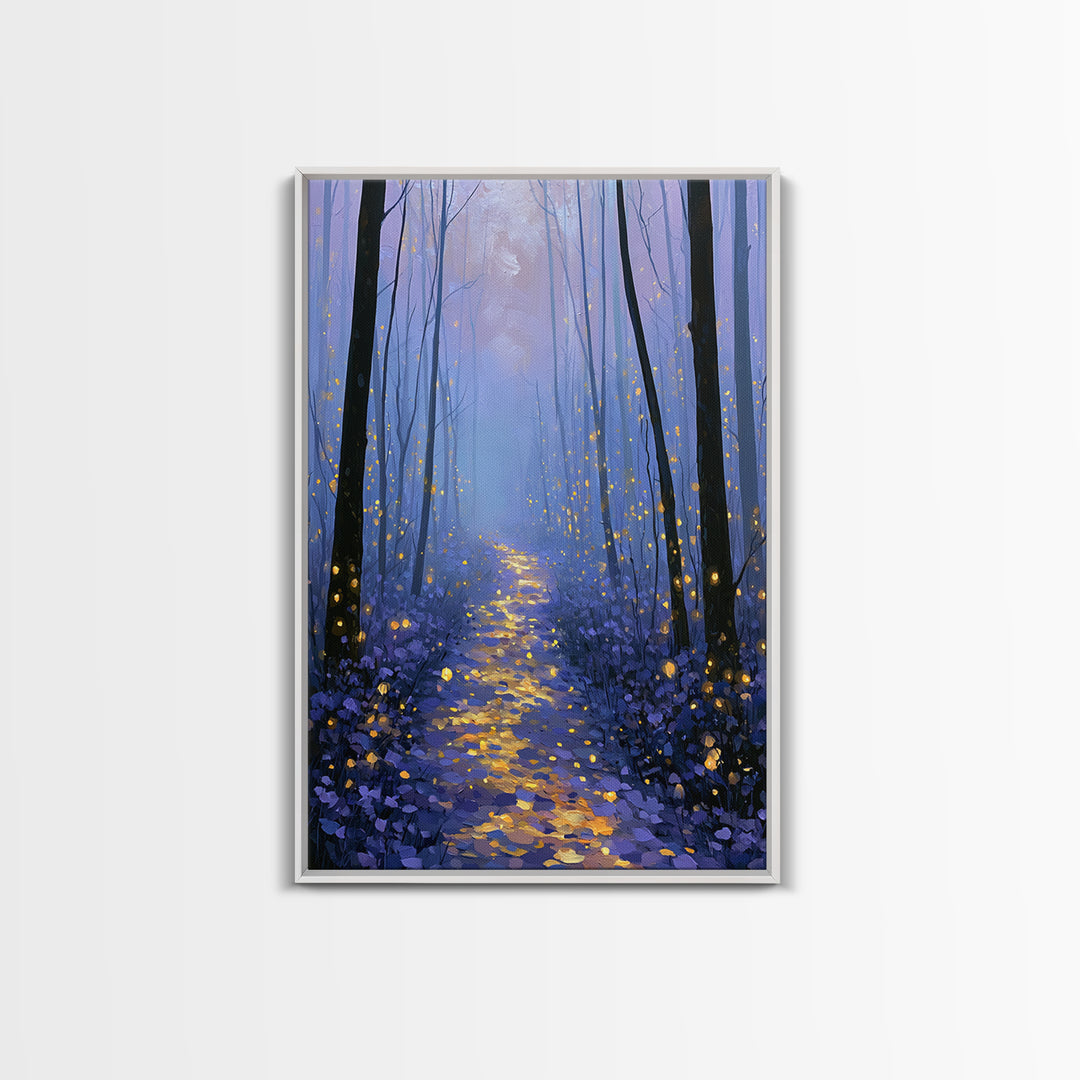 Enchanted Forest Path Glowing Canvas Print, Fairy Tale Art, Art Nouveau, Living Room Decor, Fine Art, Storybook, Dark Art, FTA-2x3-9