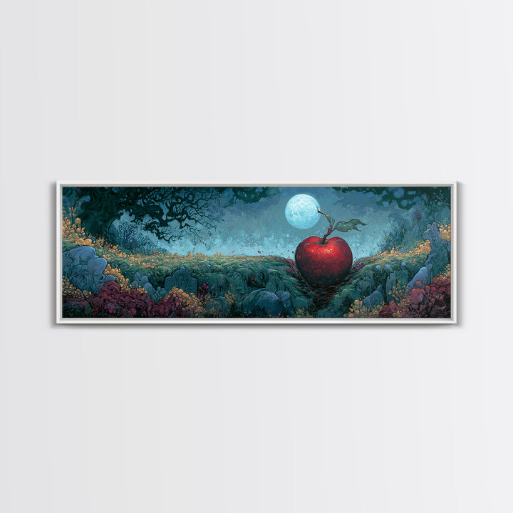 Enchanted Apple with Deep Red Shine Framed Canvas Print, Fairy Tale Art, Art Print, Living Room Decor, Fine Art, Storybook, FTA-3x1-84