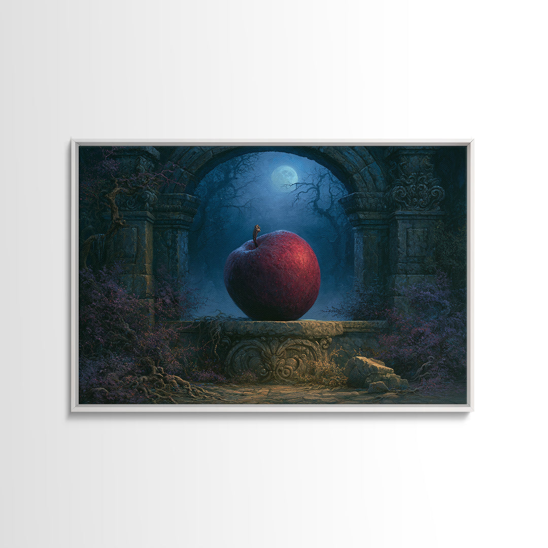 Enchanted Apple with Deep Red Shine Canvas Print, Fairy Tale Art, Contemporary Art, Living Room Decor, Fine Art, Storybook, FTA-3x2-72