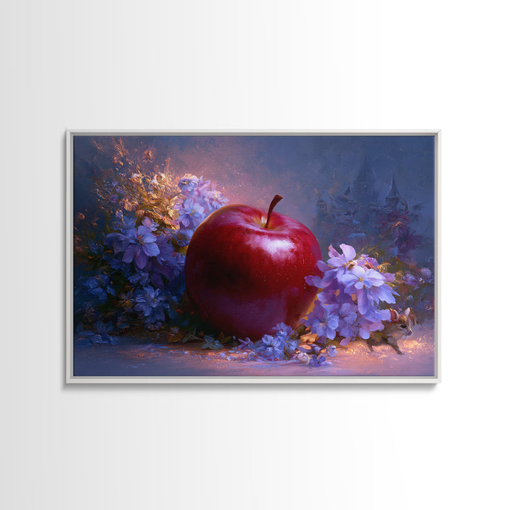 Enchanted Apple with Deep Red Shine Framed Canvas Print, Fairy Tale Art, Art Print, Living Room Decor, Fine Art, Storybook, FTA-3x2-96
