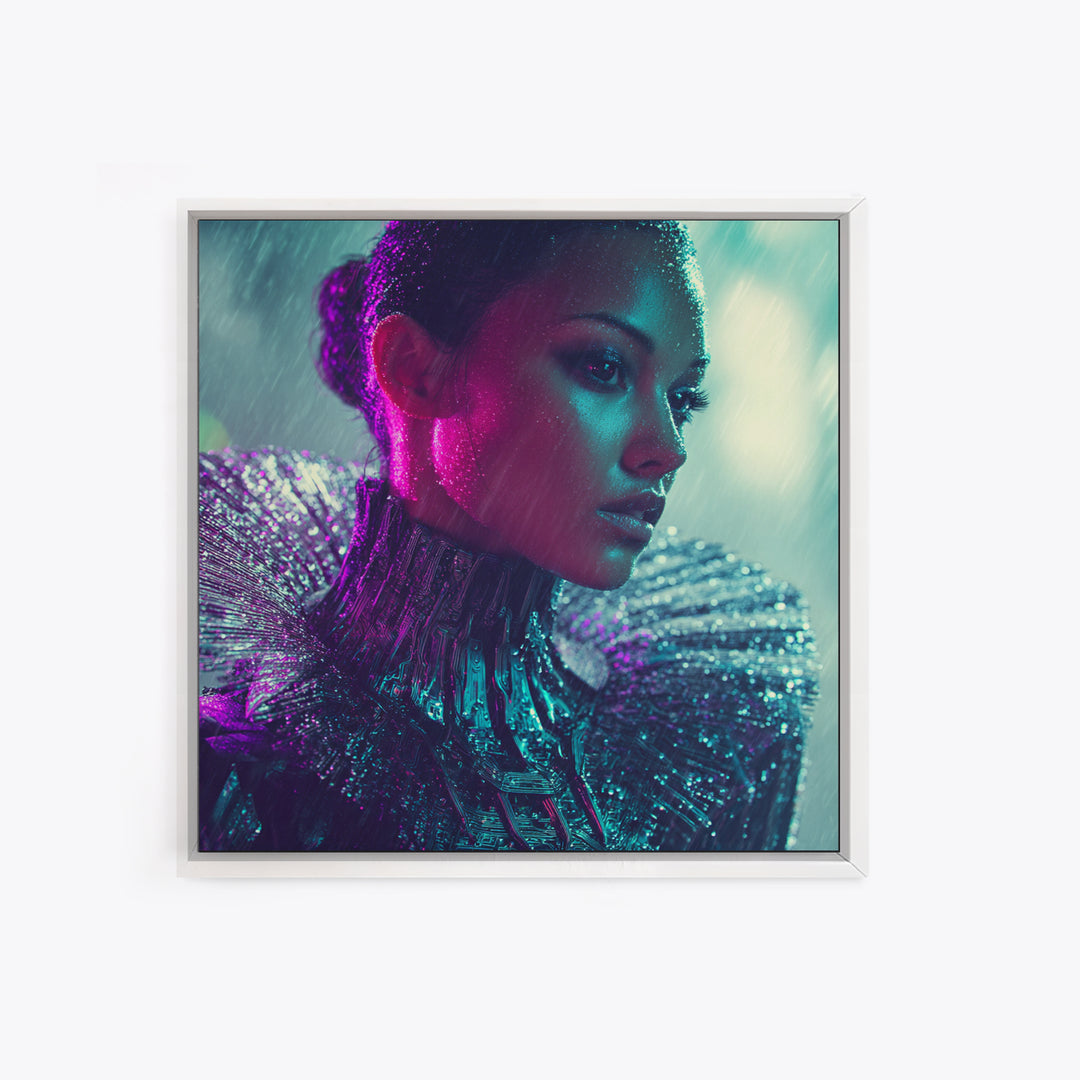 Futuristic Fashion Portrait Canvas Print, Futuristic Art, Digital Art, Living Room Decor, Future, Extra Large Wall Art, FUT-1x1-9