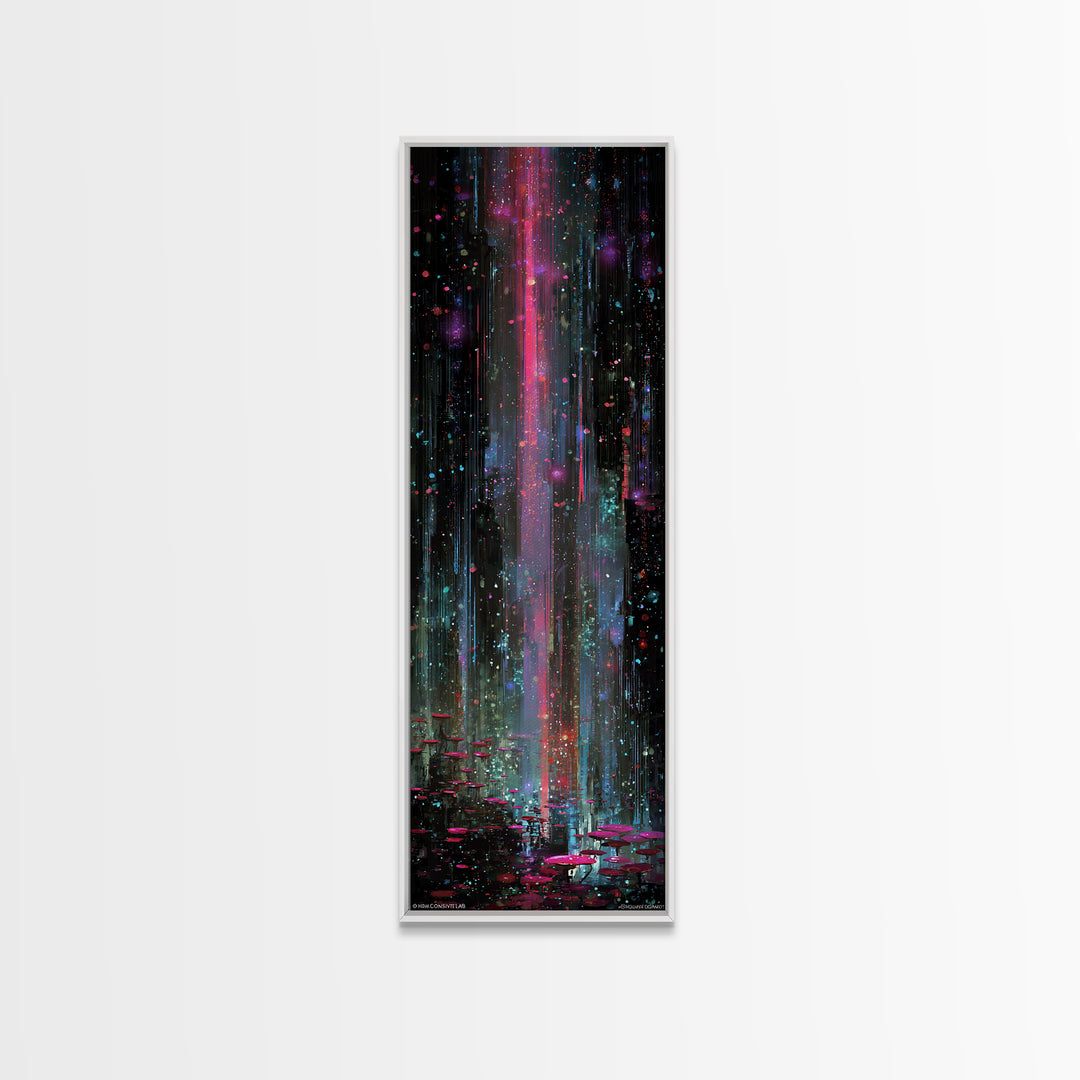 Bioluminescent Garden in a Future Habitat Canvas Print, Futuristic Art, Landscape Art, Living Room Decor, Fine Art, Future, FUT-1x3-16
