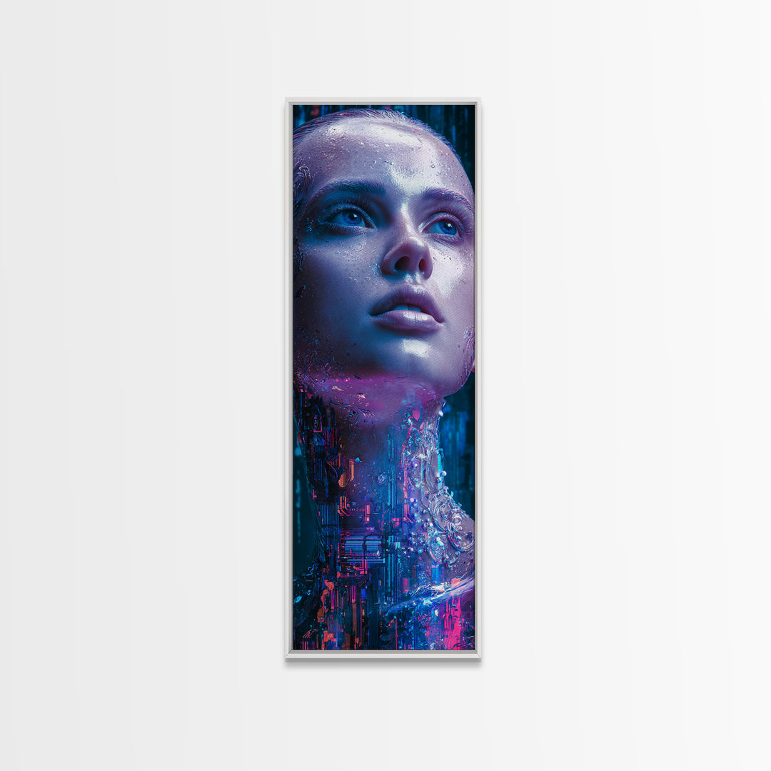 Holographic Flower Rendered Canvas Print, Futuristic Art, Wall Art, Living Room Decor, Oil Painting, Future, Printable Art, FUT-1x3-18