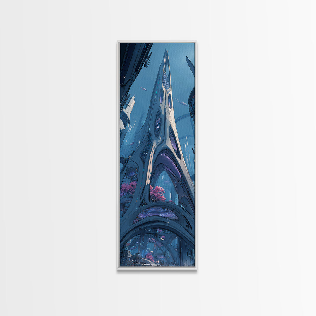 Future Ocean Lab Canvas Print, Futuristic Art, Boho Decor, Living Room Decor, Future, Mid Century Modern, Digital Wall Art, FUT-1x3-27