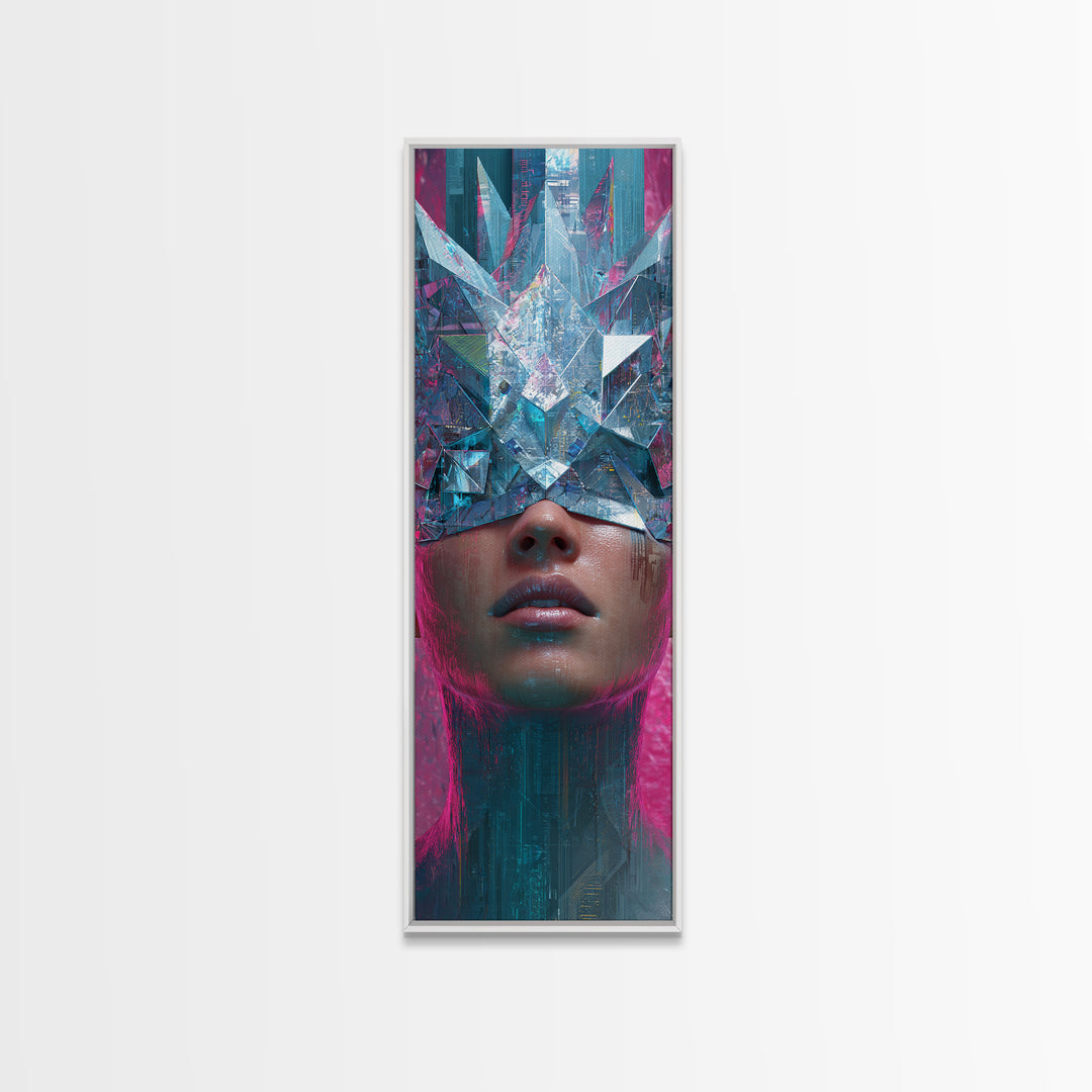 Ai Generated Mask Framed Canvas Print, Futuristic Art, Victorian Decor, Living Room Decor, Oil Painting, Future, FUT-1x3-52