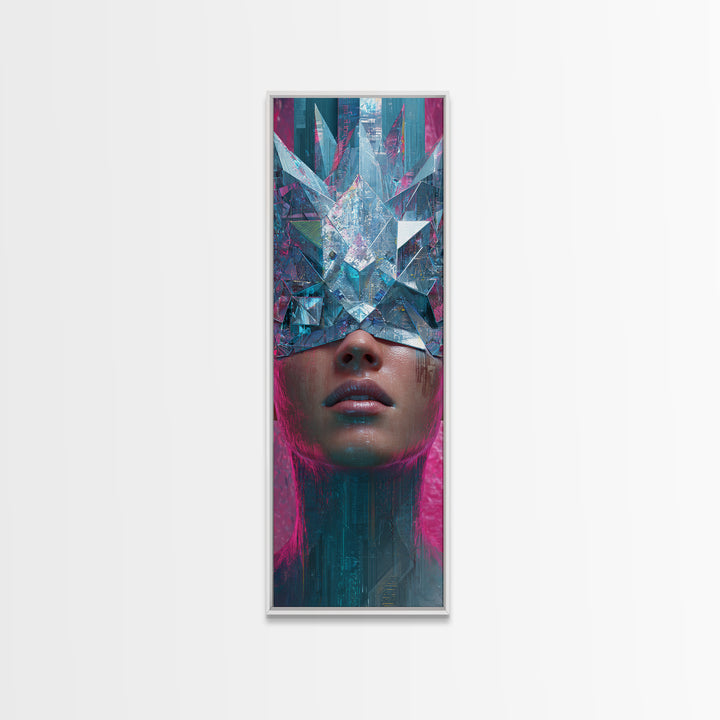 Ai Generated Mask Framed Canvas Print, Futuristic Art, Victorian Decor, Living Room Decor, Oil Painting, Future, FUT-1x3-52