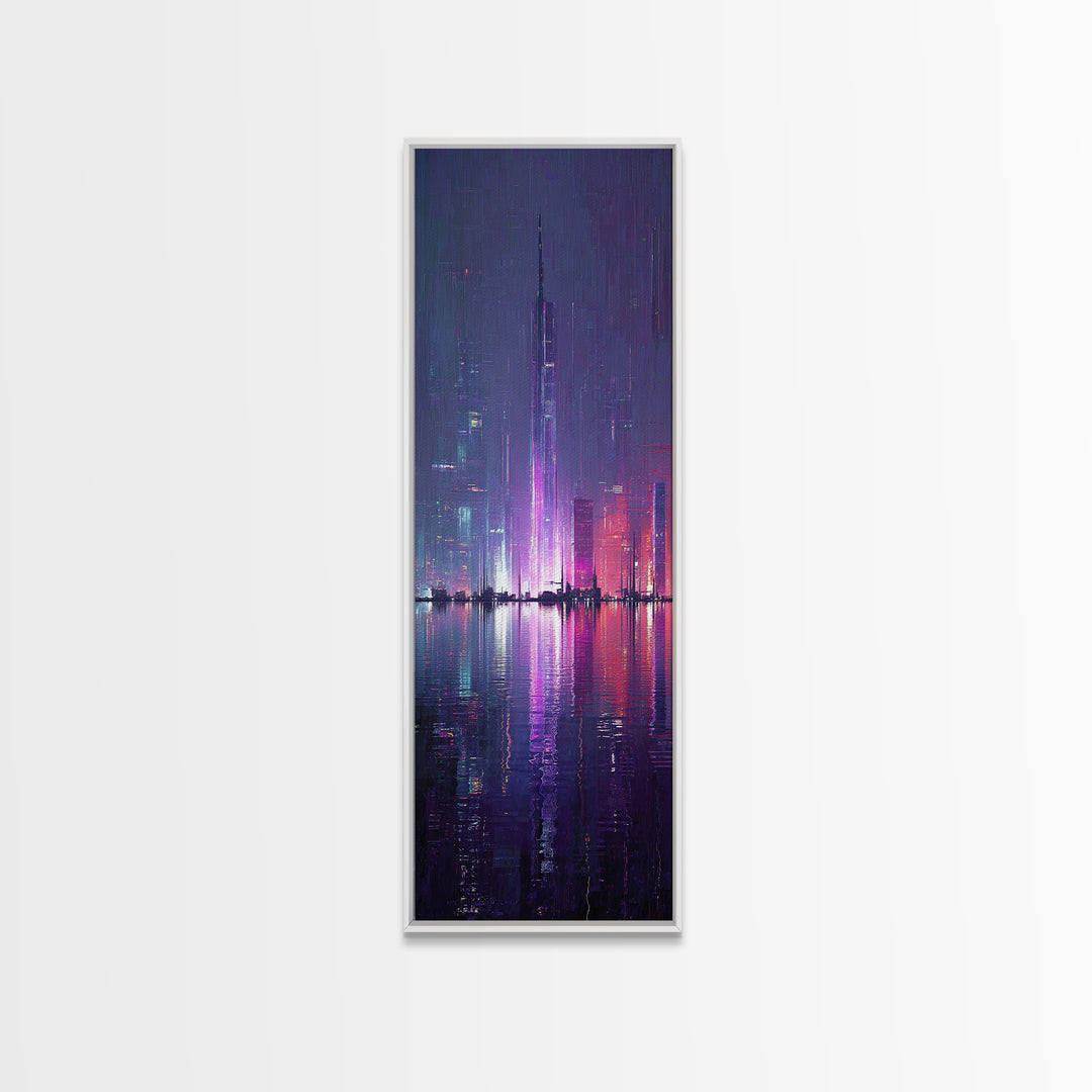 Floating Glass Architecture Above Reflective Water Canvas Print, Futuristic Art, Canvas Wall Art, Living Room Decor, Future, FUT-1x3-63
