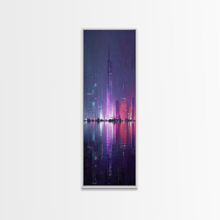 Floating Glass Architecture Above Reflective Water Canvas Print, Futuristic Art, Canvas Wall Art, Living Room Decor, Future, FUT-1x3-63