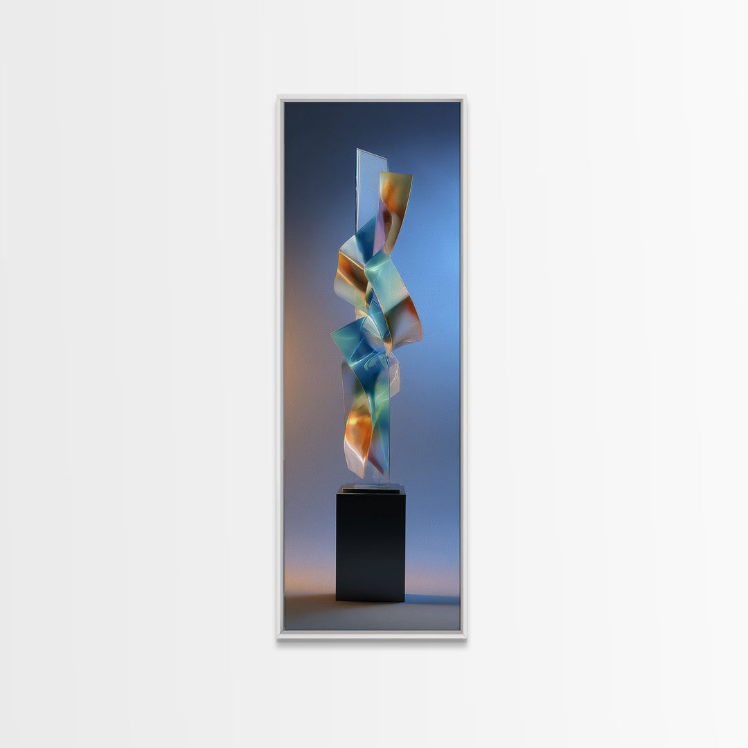 Chrome Abstract Sculpture Canvas Print, Futuristic Art, Gallery Decor, Living Room Decor, Abstract Art, Future, Wall Decor, FUT-1x3-7