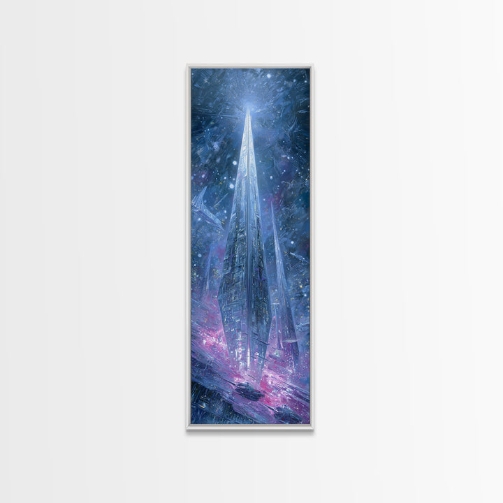 Solar Sail Ship Crossing Star Filled Space Canvas Print, Futuristic Art, Extra Large Wall Art, Living Room Decor, Future, FUT-1x3-77