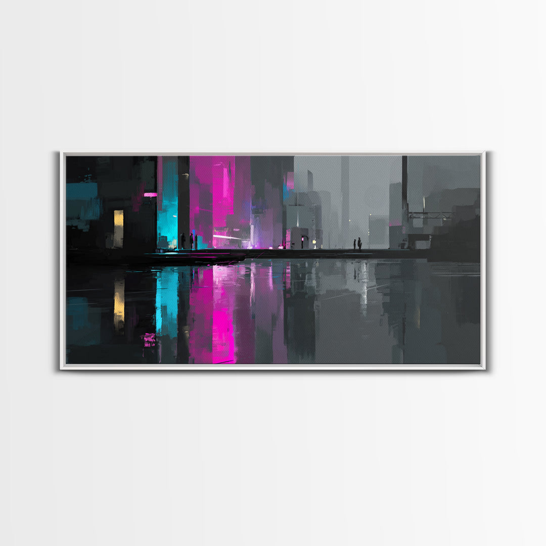Smooth Titanium Shapes Framed Canvas Print, Futuristic Art, Unique Wall Art, Living Room Decor, Fine Art, Future, FUT-2x1-43