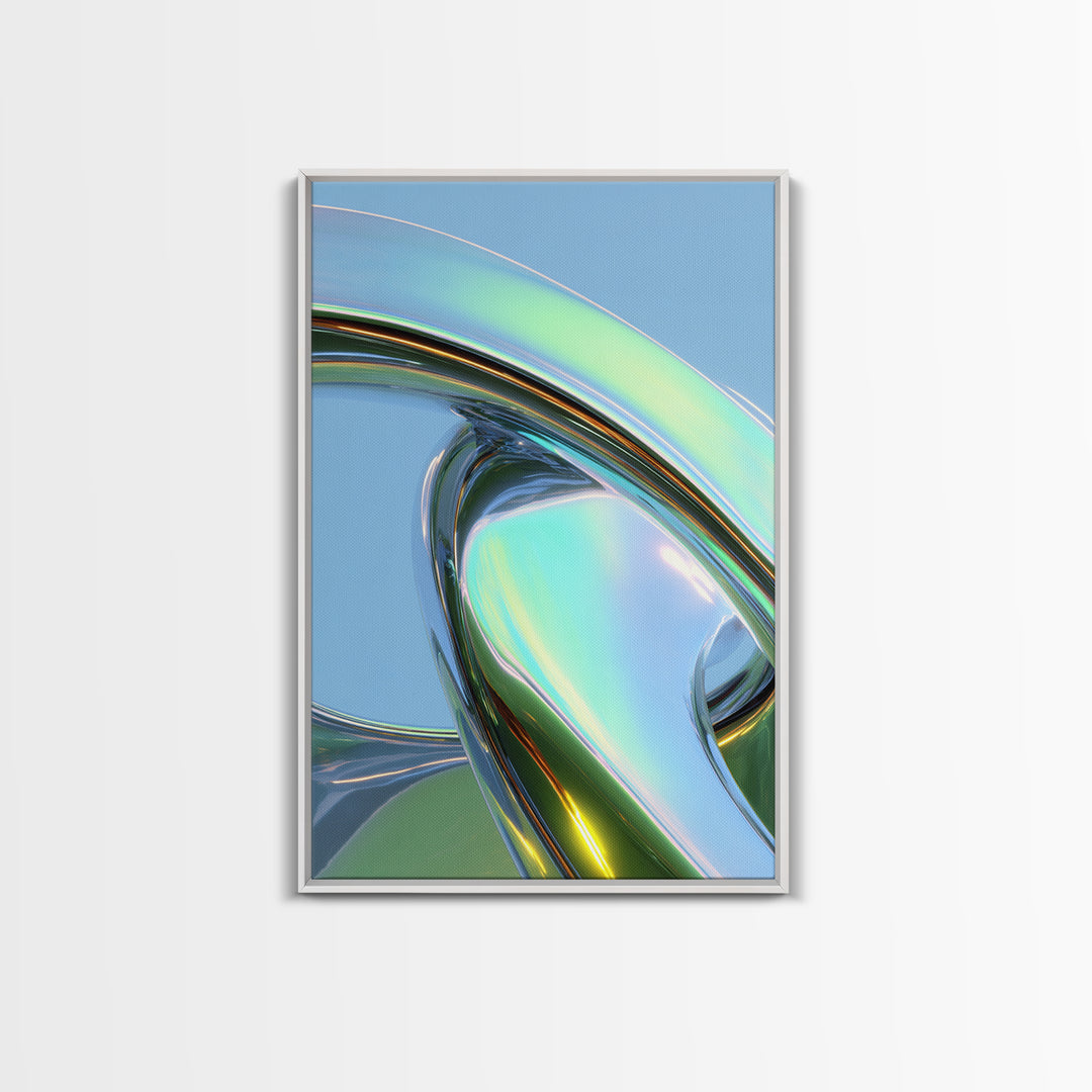 Chrome Abstract Sculpture Framed Canvas Print, Futuristic Art, Modern Wall Decor, Living Room Decor, Fine Art, Future, FUT-2x3-51