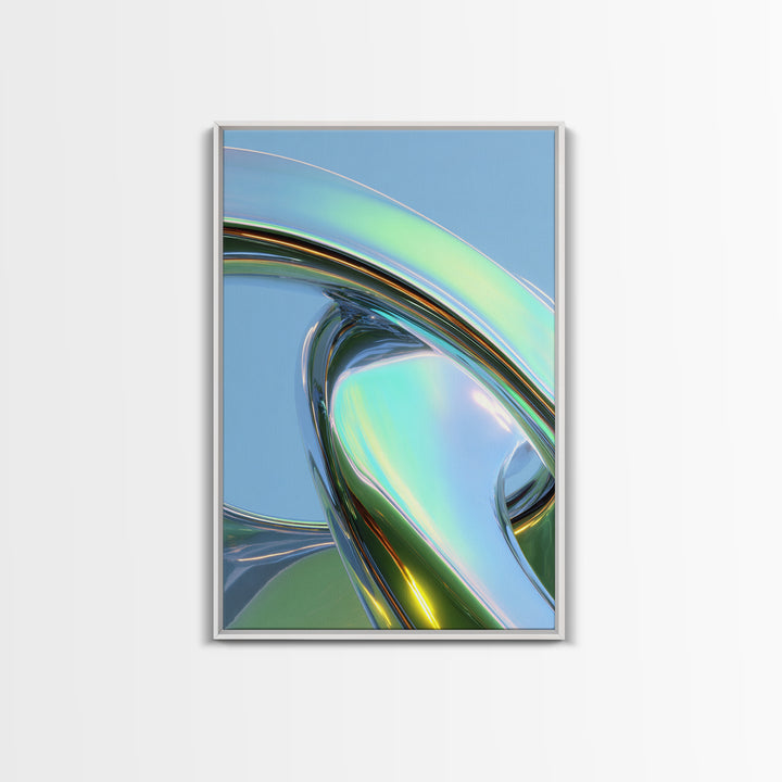 Chrome Abstract Sculpture Framed Canvas Print, Futuristic Art, Modern Wall Decor, Living Room Decor, Fine Art, Future, FUT-2x3-51