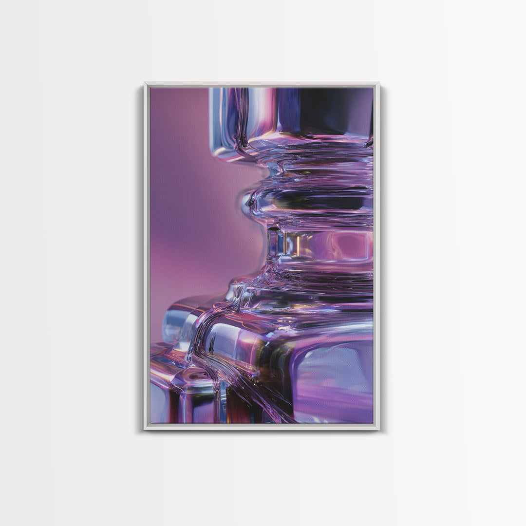 Smooth Titanium Shapes Framed Canvas Print, Futuristic Art, Gallery Decor, Living Room Decor, Fine Art, Future, Wall Decor, FUT-2x3-55