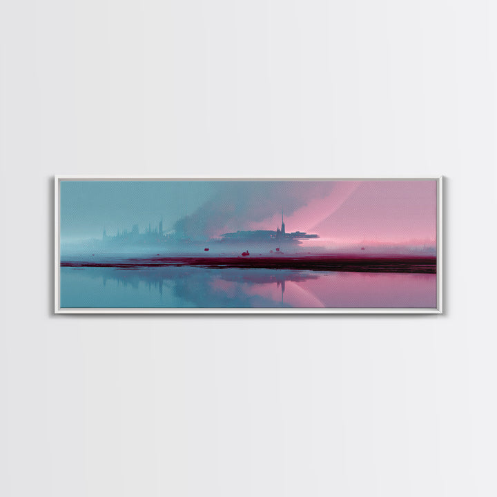 Minimal Spacecraft over a Clean Planet Horizon Canvas Print, Futuristic Art, Canvas Painting, Living Room Decor, Oil Painting, FUT-3x1-71