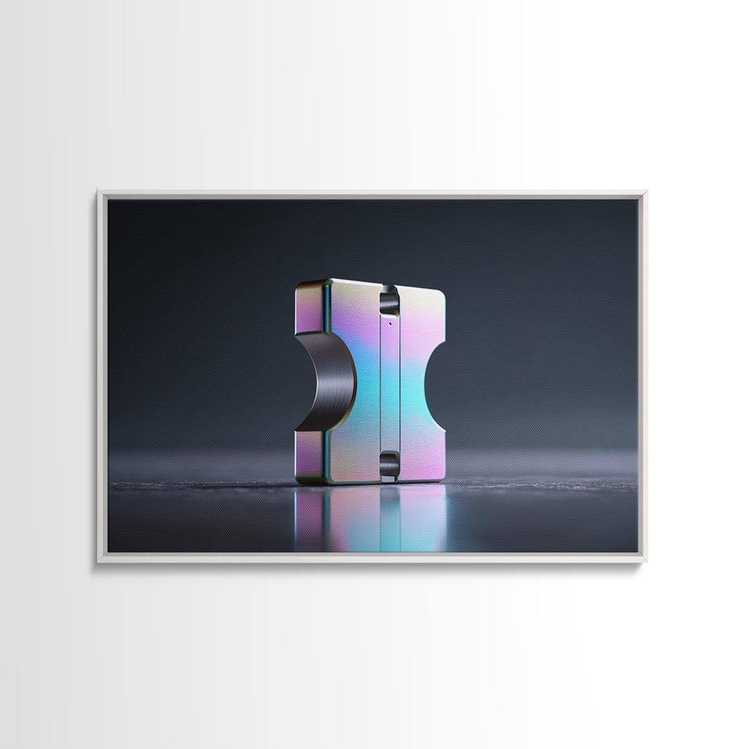 Smooth Titanium Shapes Framed Canvas Print, Futuristic Art, Printable Art, Living Room Decor, Future, Digital Art Print, FUT-3x2-27