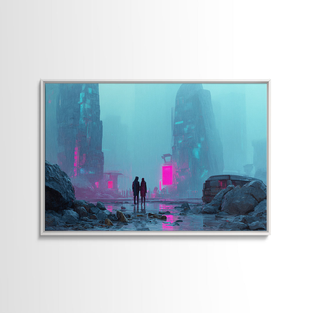 Smooth Titanium Shapes Canvas Print, Futuristic Art, Mid Century Modern, Living Room Decor, Abstract Art, Future, FUT-3x2-3