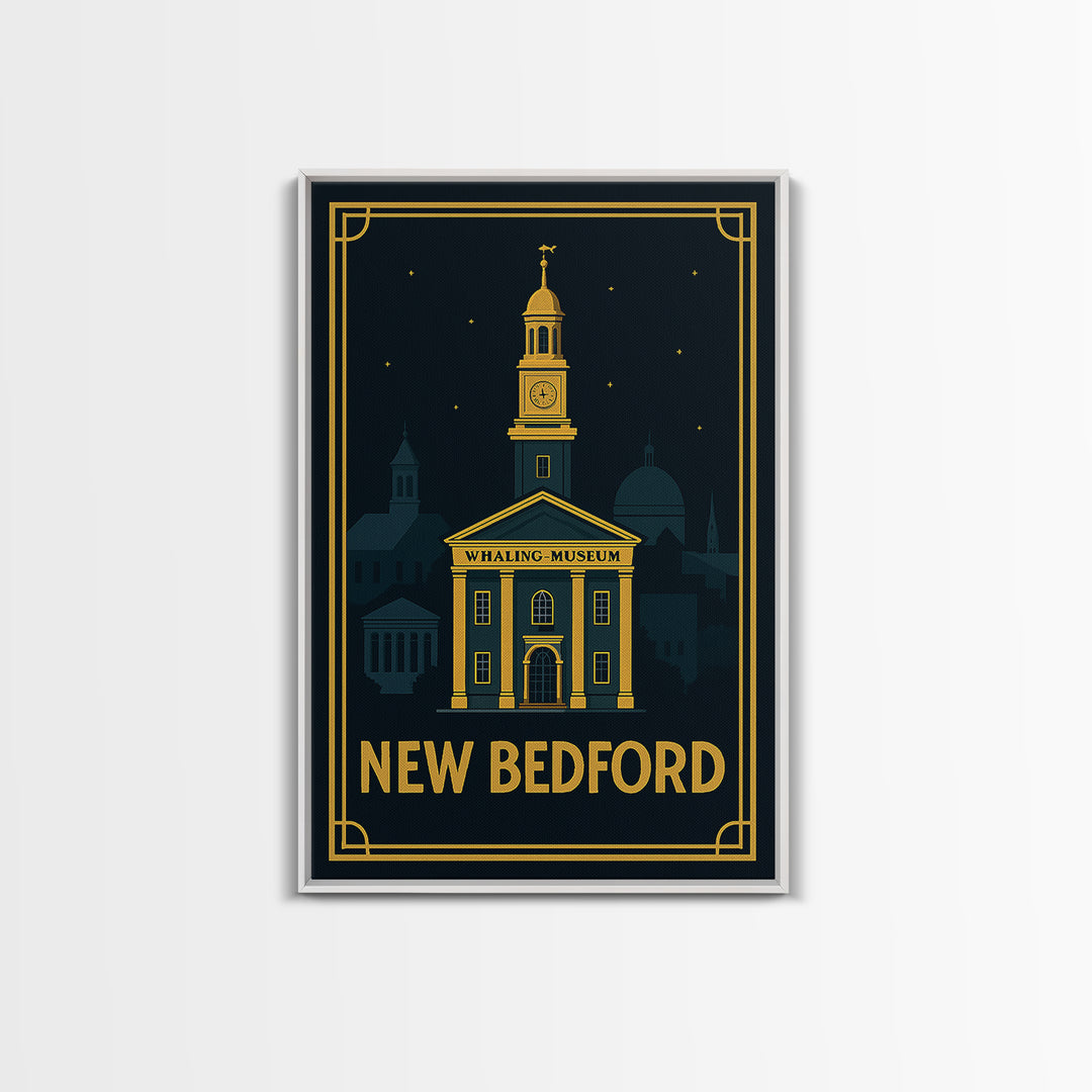 New Bedford Travel Poster, Framed Canvas Print, Luxury Art Deco Poster, New Bedford Poster Print, Travel Poster Art, City Travel Prints