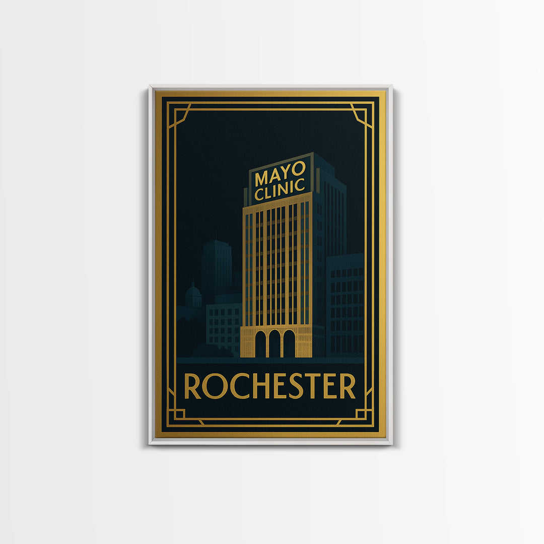 Rochester Travel Poster, Canvas Print, Vintage Deco Travel Art, Rochester Poster Print, Vintage Travel Print, Travel Wall Art, Wall Art
