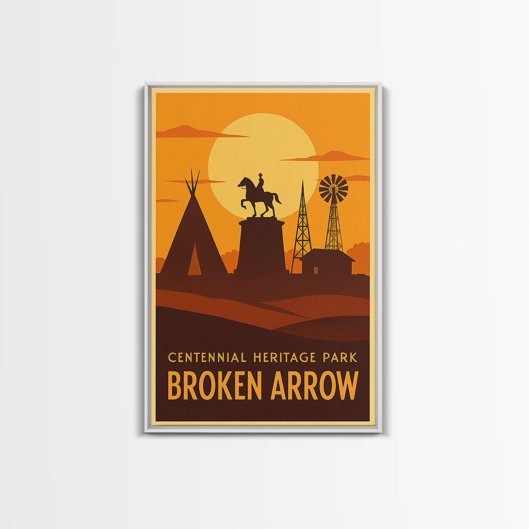 Broken Arrow Travel Poster, Canvas Print, Golden Travel Poster Art, Broken Arrow Travel Art, Vintage City Art, Retro Travel Print